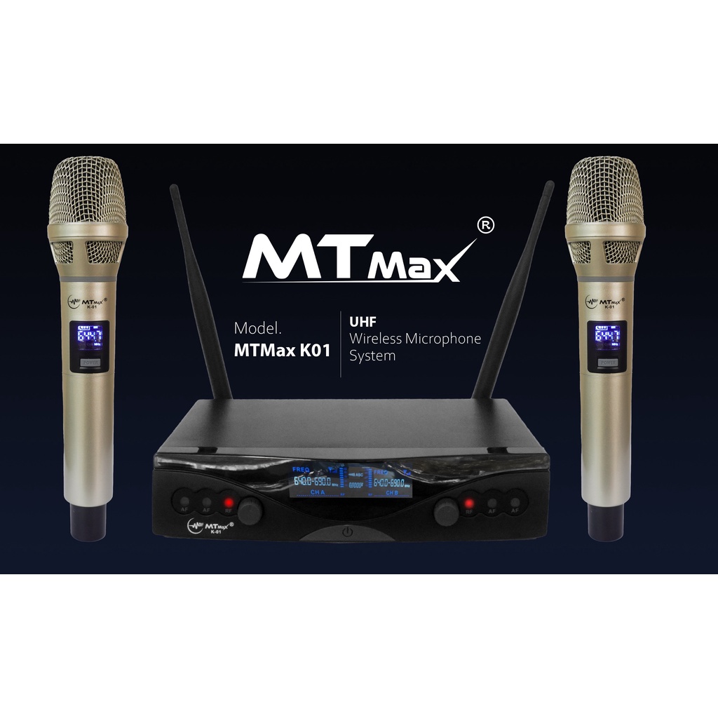 Micro không dây MTMax K01 - Mic karaoke gia đình, sân khấu - Độ nhạy cao, bắt sóng xa, chống hú rít -Thiết kế thời thượg