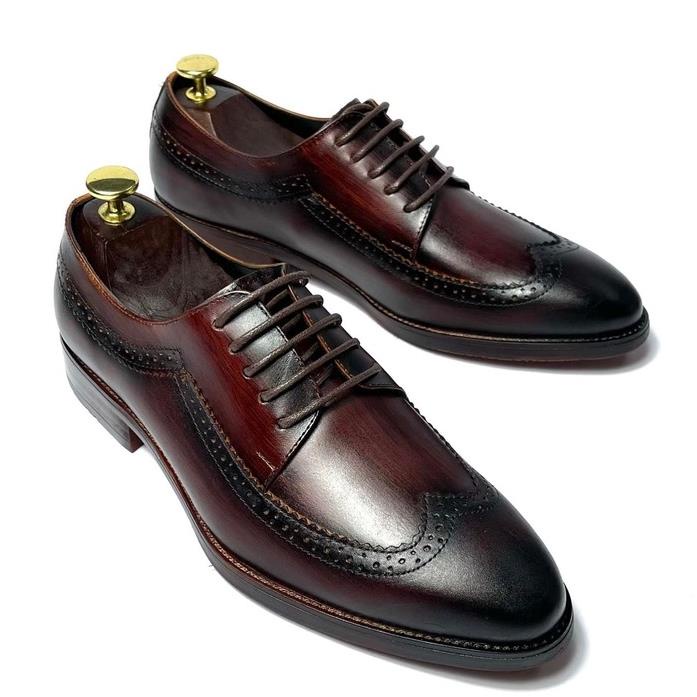 Giày tây nam cao cấp đế phíp da bò thật bh 1 năm kiểu dáng Derby - Mã T61