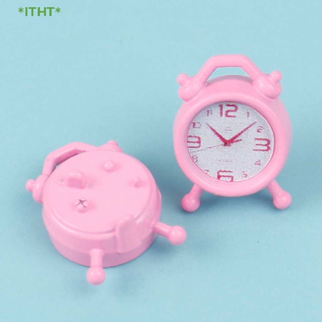 Đồng Hồ Báo Thức Mini Màu Hồng Tỉ Lệ 1: 12 Trang Trí Nhà Búp Bê Mới