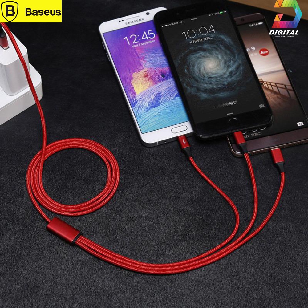 Cáp Sạc Đa Năng 3 Đầu Baseus Dây Dù Siêu Chắc Chính Hãng