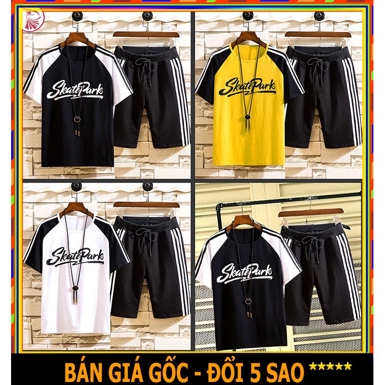 ❤️ GIÁ SỈ - LOẠI TỐT ❤️ BỘ ĐÙI MẶC NHÀ NAM NỮ IN CHỮ SKATEPARK QUẦN ÁO THUN LƯỚI MÈ MÁT NHẸ