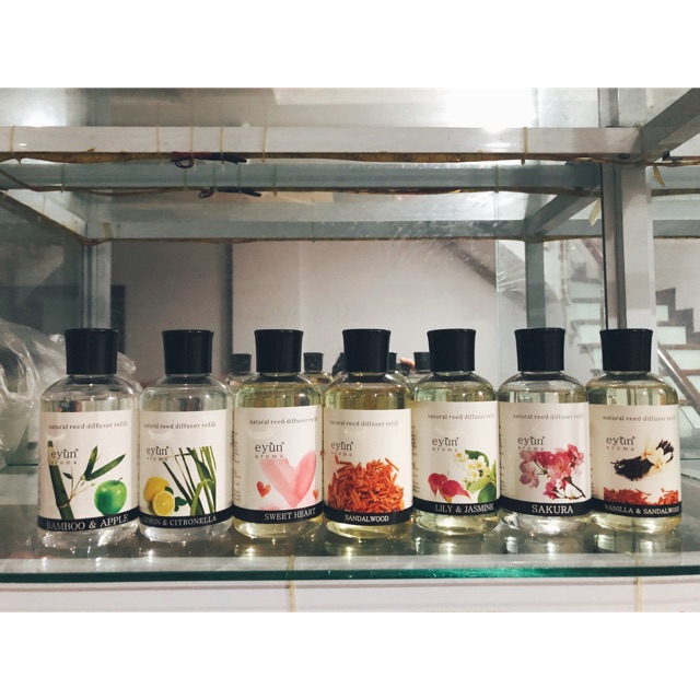 Combo lọ tinh dầu bổ sung eyun aroma (Refill) 180ml + bộ 12 que cắm ( inbox chọn mùi ạ)
