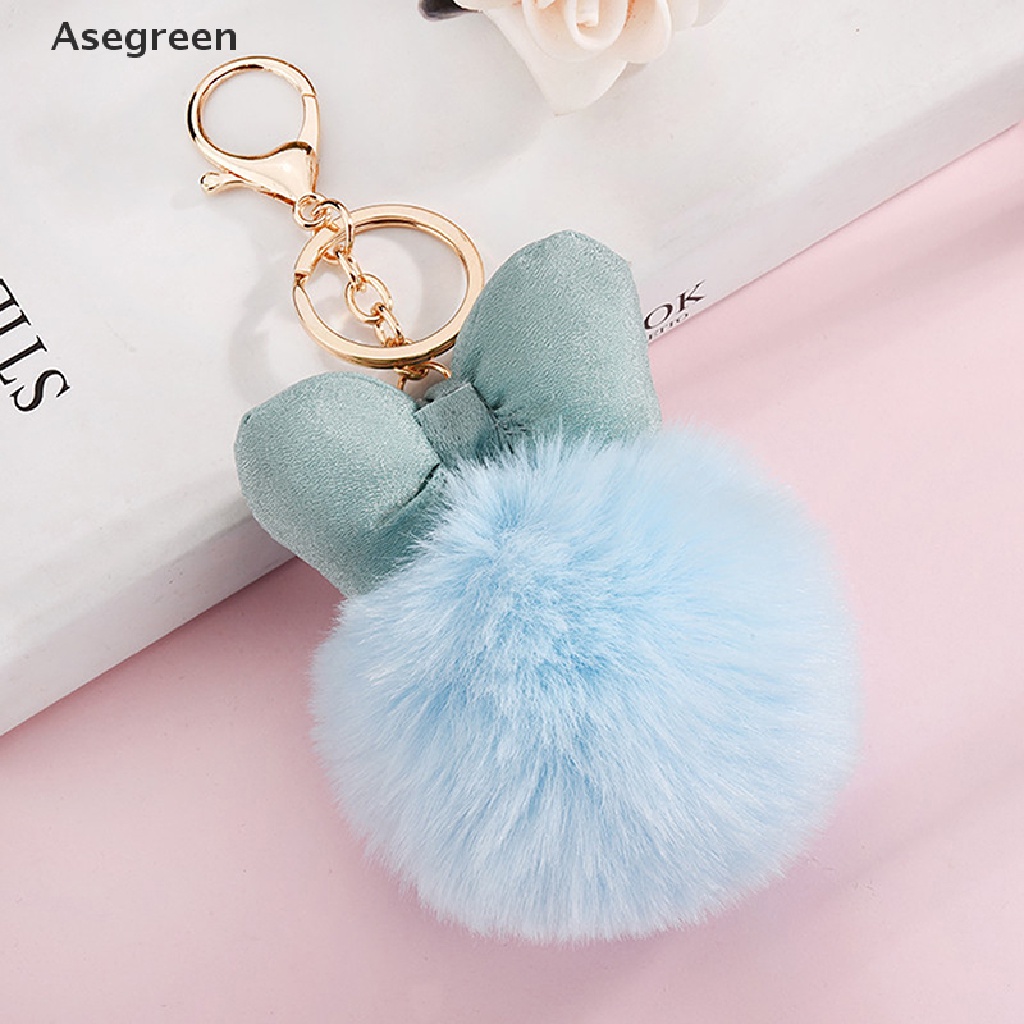 [Asegreen] Móc Khóa Hình Minnie Chấm Bi Thắt Nơ Pom-Pom Hoạt Hình Tốt