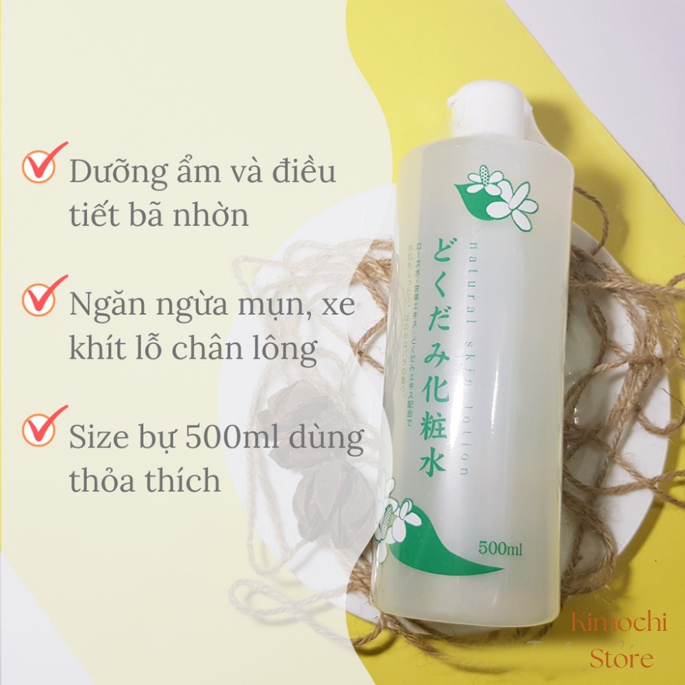 Nước hoa hồng lotion toner diếp cá Dokudami ngăn ngừa mụn 500ml Kimochi Store