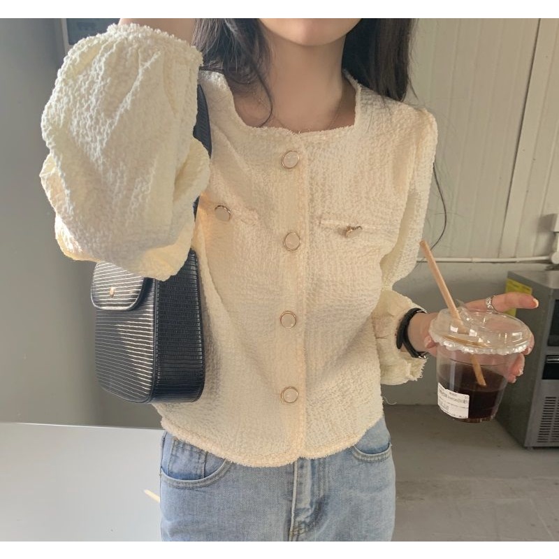 Áo Kiểu Tay Dài Phối Ren Họa Tiết Kẻ Sọc Thời Trang 2022 Cho Nữ