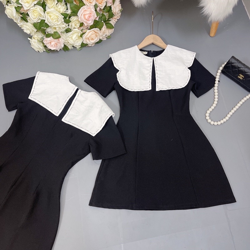 Đầm váy thiết kế dự tiệc dáng A cổ bèo to chữ B size S M L