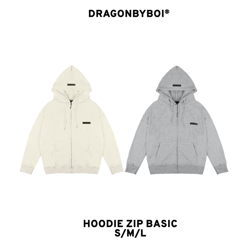 Áo Khoác Local Brand - Jacket Hoodie Zip Dragonbyboi Basic s22, chất liệu nỉ 2 màu xám, kem