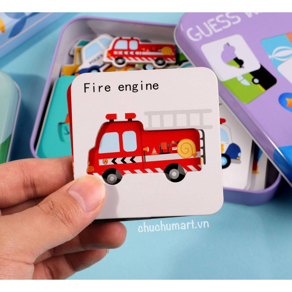 Flashcard thẻ nhận biết gỗ ghép hình, đồ chơi giáo dục cho bé 2 tuổi