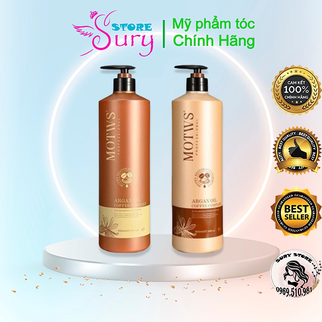 Gội Xả CẶP Thảo Dược Chống Rụng Tóc MOTWS Hương cafe [CHÍNH HÃNG]