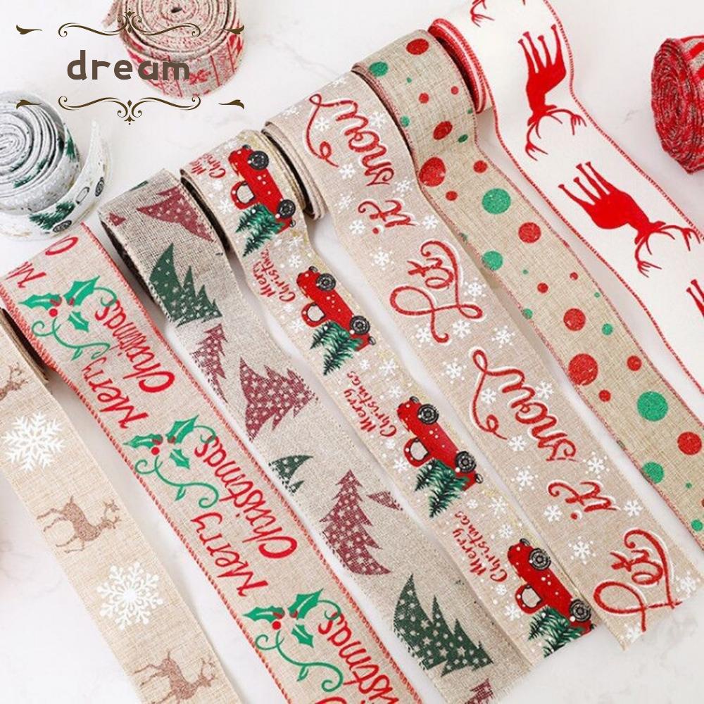 【DREAMLIFE】2M/Roll Christmas Ribbon Linen Snowflake Xmas Tree Decor DIY Sewing Fabric / /