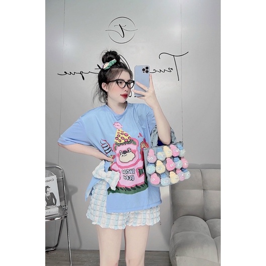 SET ÁO PHÔNG XẺ TÀ ĐÍNH NƠ KÈM QUẦN ĐÙI XỐP KIM CƯƠNG HOTTREN