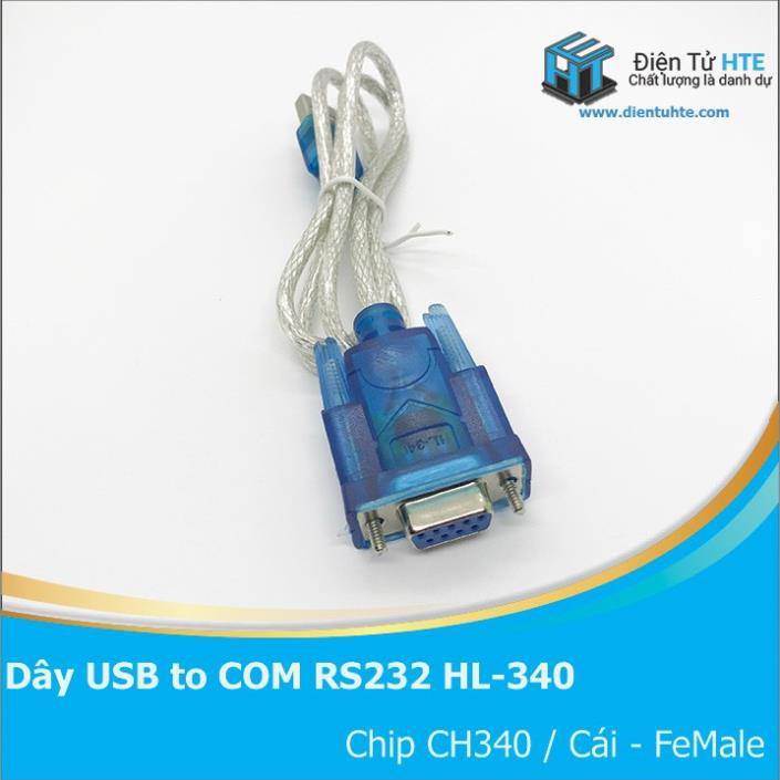 Dây chuyển đổi USB to COM RS232 HL-340 dùng chip CH340 (Female và Male)