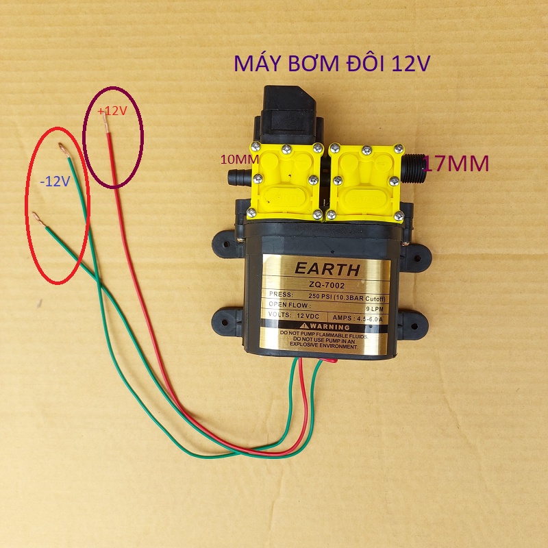Bộ máy bơm mini 12v tưới cây , phun thuốc cần dài 3m5 hoặc 2m5