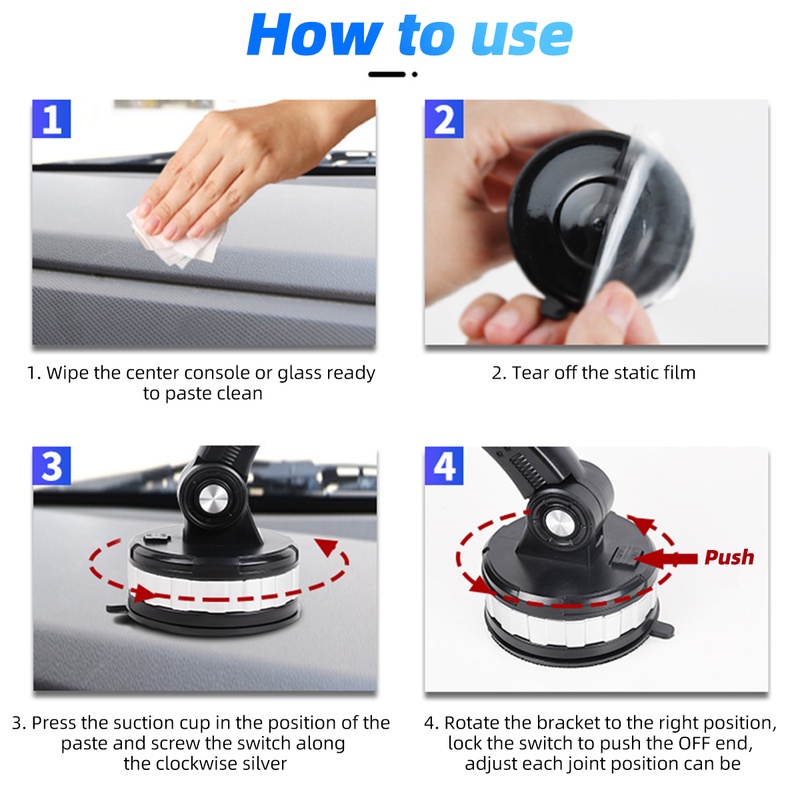 360° Giá Đỡ Điện Thoại Gắn Kính Chắn Gió Trên Xe Hơi Có Giác Hút Tiện Dụng