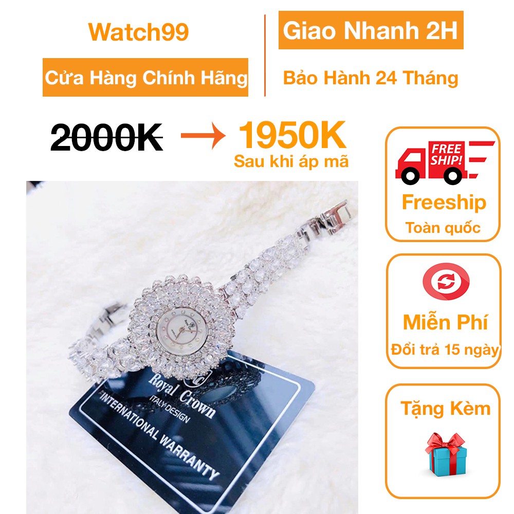 Đồng Hồ Nữ Chính Hãng Dây Kim Loại Royal Crown 6804 Chống Nước Chống Xước