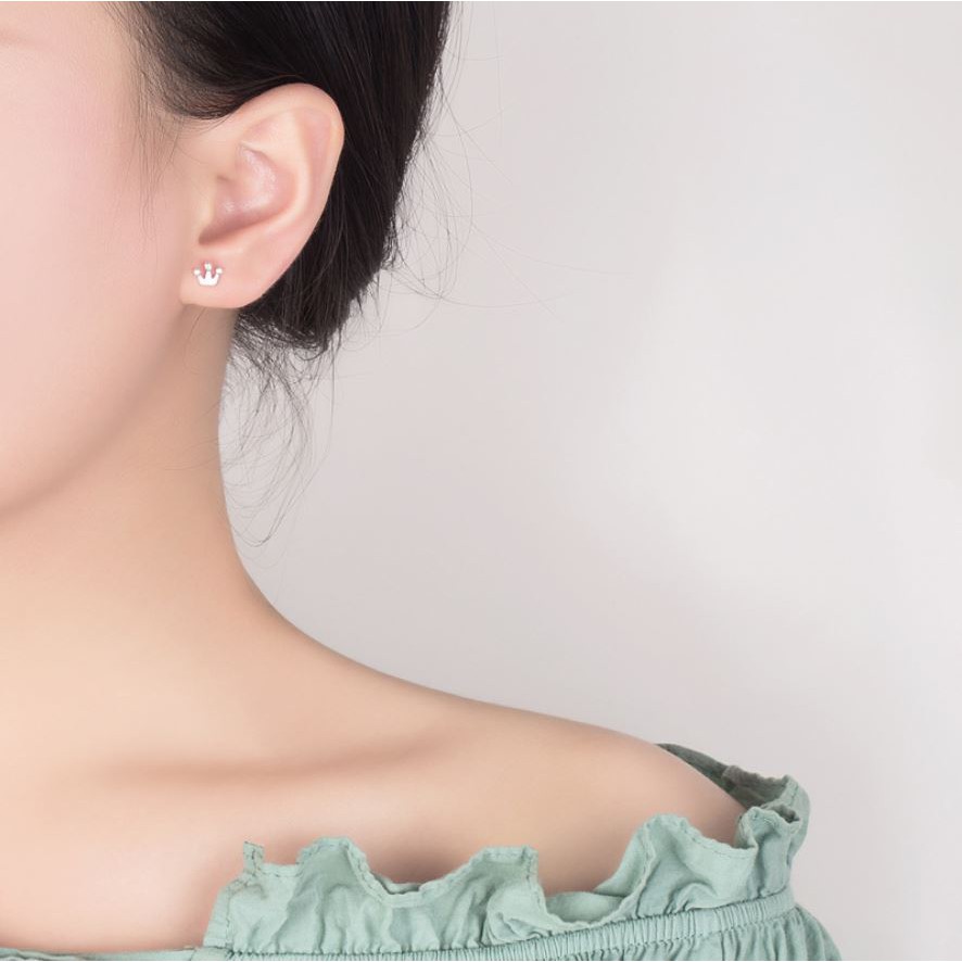 Bông tai EBI Vương miện mạ Bạc 925