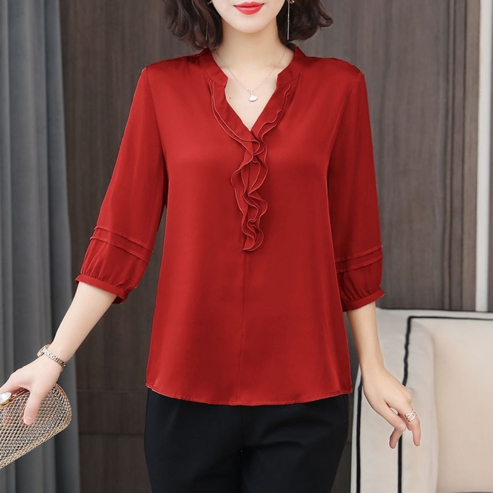 Áo kiểu nữ phối bèo tay lỡ cồng sở bigsize  NQ922