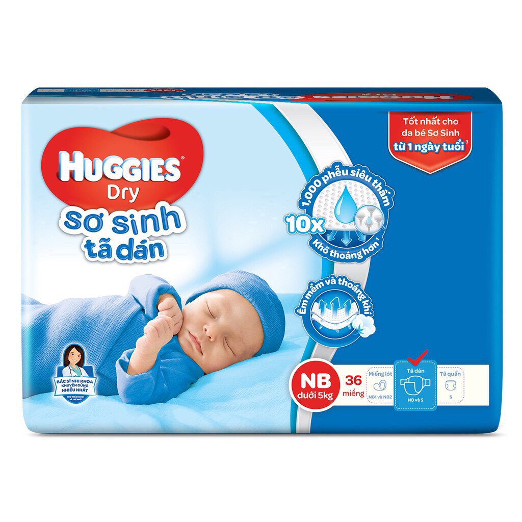 ✅Bỉm Huggies dán size Newborn36,Newborn 58+2, S56, M48, M76, L42, L68, XL38, XL62, XXL34, XXL56