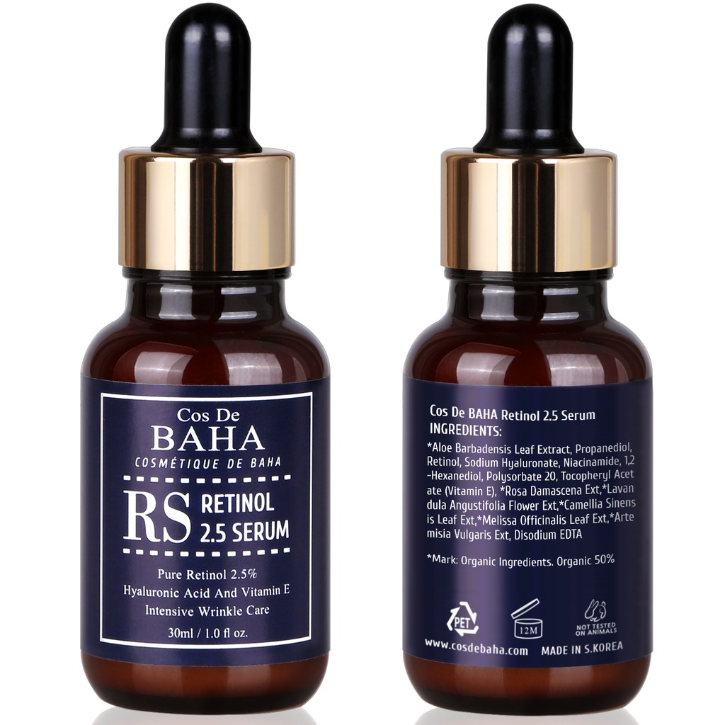 Serum Vitamin A Retinol 2.5% Hỗ Trợ Giảm Mụn Đầu Đen Thu Nhỏ Lỗ Chân Lông Xóa Nếp Nhăn Và Làm Mờ Nếp Nhăn