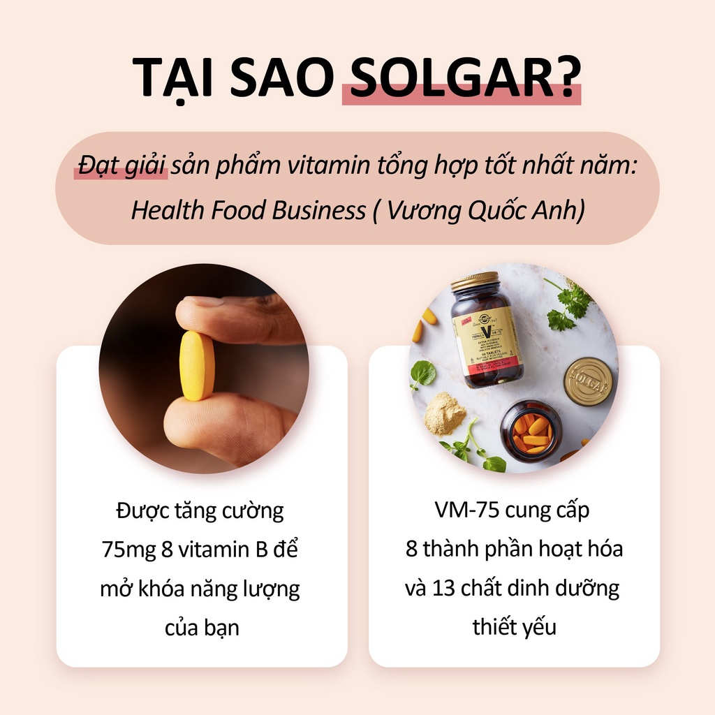 Viên Uống Solgar Formula VM-75 - Siêu Vitamin Tổng Hợp Và Khoáng Chất, Đạt Giải Thưởng Vitamin Của Năm 60 viên