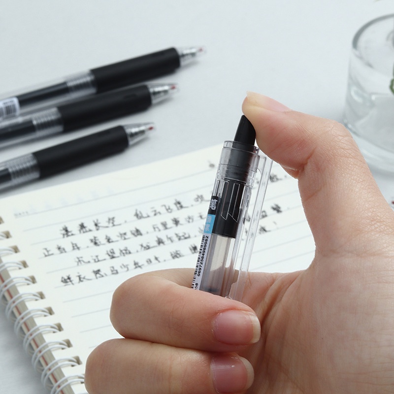 6 cái/hộp, bút bấm đầu ST màu đen, bút nước carbon, bút trung tính cho học sinh