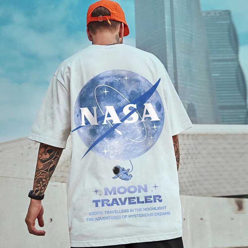 Áo Thun Tay Ngắn Cổ Tròn Dáng Rộng In Hình Phi Hành Gia Phong Cách Nhật Bản Thời Trang Mùa Hè Cho Nam Giới [M-8XL]