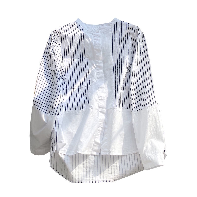 Áo Sơ Mi Dài Tay Họa Tiết Kẻ Sọc Đơn Giản Thời Trang Hàn Quốc