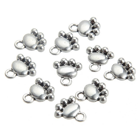 Bộ 10 Mặt Dây Chuyền Hình Chân Mèo Bằng Hợp Kim Dễ Thương DIY