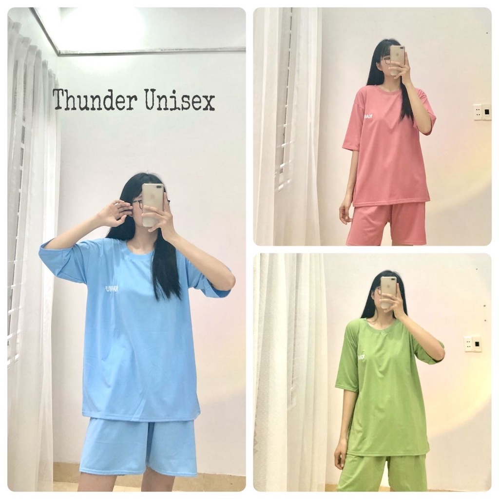 Set Đồ Nữ Quần Ngắn Ống Rộng Kết Hợp Áo Thun Unisex Tay Lỡ THUNDER UNISEX, 3 màu Chất Vải Thoáng Mát,Form Rộng Freesize