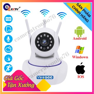 Camera wifi hồng ngoại 3 râu YOOSEE Full HD XOAY 360, âm thanh 2 chiều, thích hợp lắp trong nhà, giá rẻ
