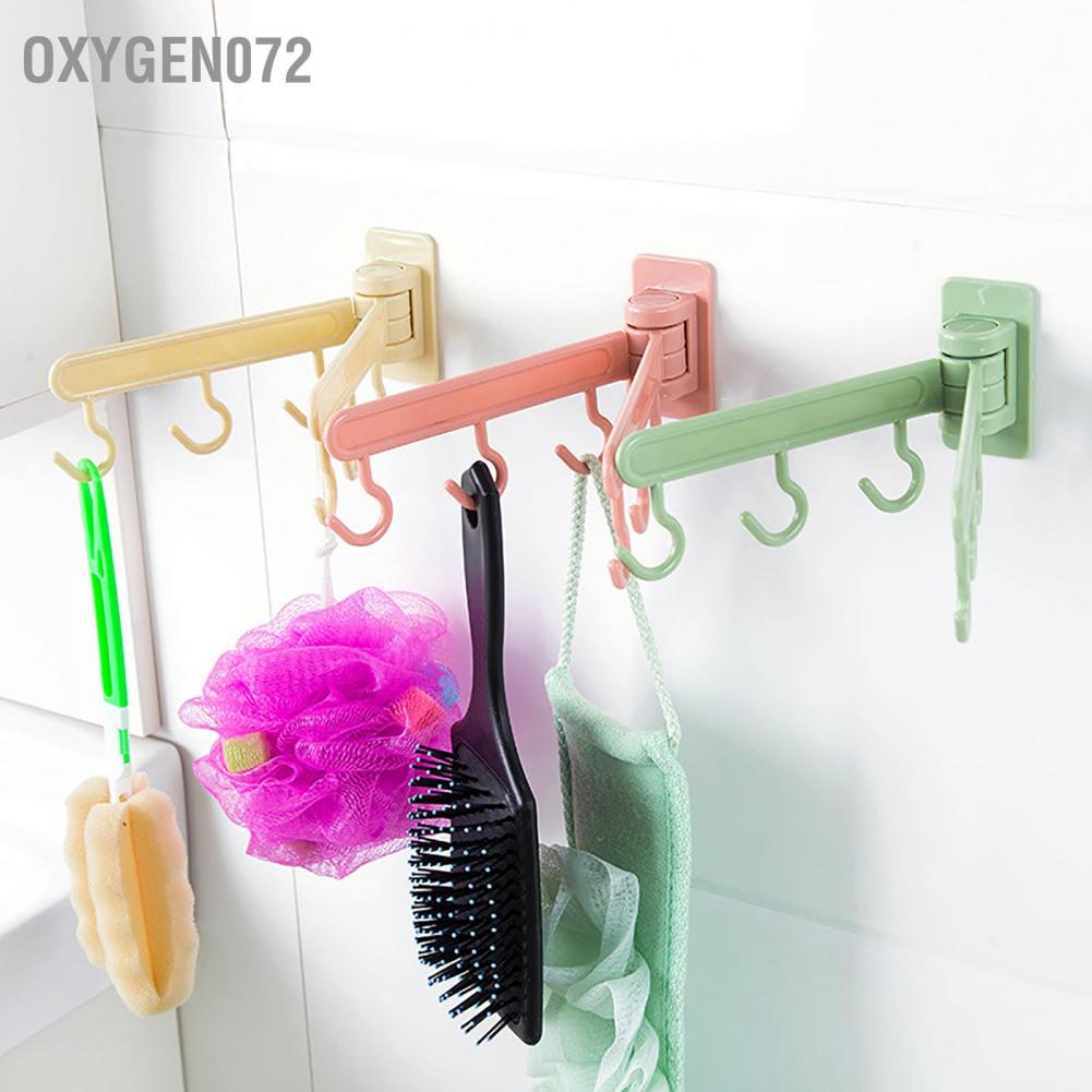 Oxygen072 Kitchen Hook Bathroom Wall Hanging Nail Free Rotatable Paste Towel Rack Bar