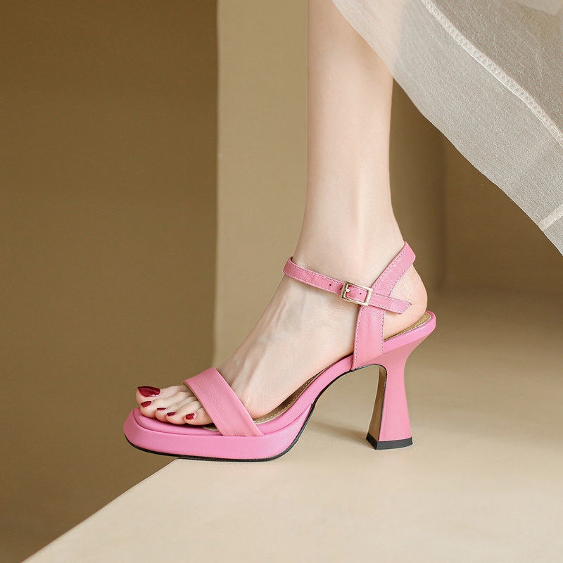 Giày Sandal Cao Gót 9cm Chống Nước Mũi Vuông Thời Trang Mùa Hè Cho Nữ