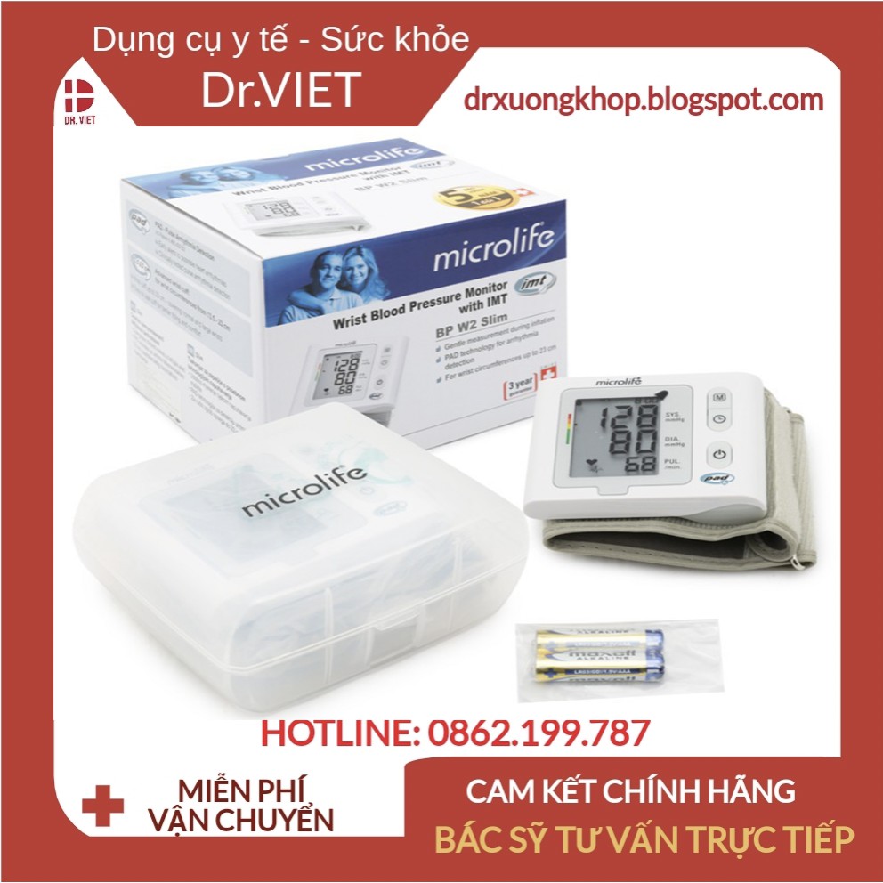 Máy đo huyết áp cổ tay MICROLIFE 3NV1-3E Cao cấp-Công nghệ PAD phát hiện rối loại nhịp tim, nhỏ gọn dễ dàng mang theo