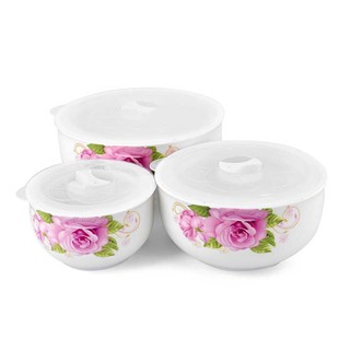 Combo 2 X Bộ 3 thố sứ dùng lò vi sóng có nắp hút nhiệt