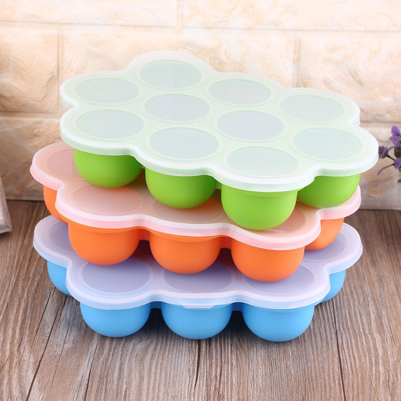 Khay Silicone Làm Đá 10 Ô Có Nắp Đậy Tiện Lợi
