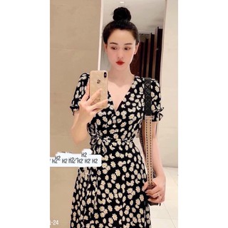 Váy hoa cổ v thắt eo dáng dài siêu xinh