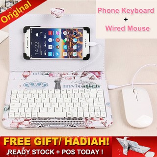 Bộ Chuột Bàn Phím Điện Thoại Có Bao Da Cho Máy Tính Bảng 4.2-7.9 Inch Cho Realme Huawei Xiaomi Vivo Oppo Samsung Type-C / Micro-Usb Di Động