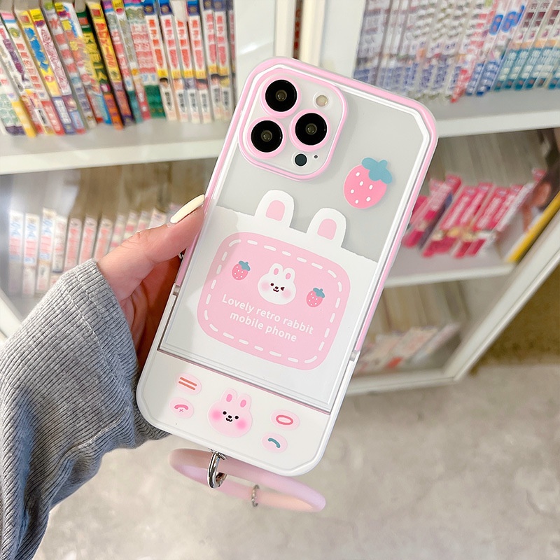 Ốp Điện Thoại Silicon In Hình Thỏ Hoạt Hình Có Giá Đỡ Vô Hình Cho Iphone13Pro 12Pro 7 / 8 / PLUS / 14