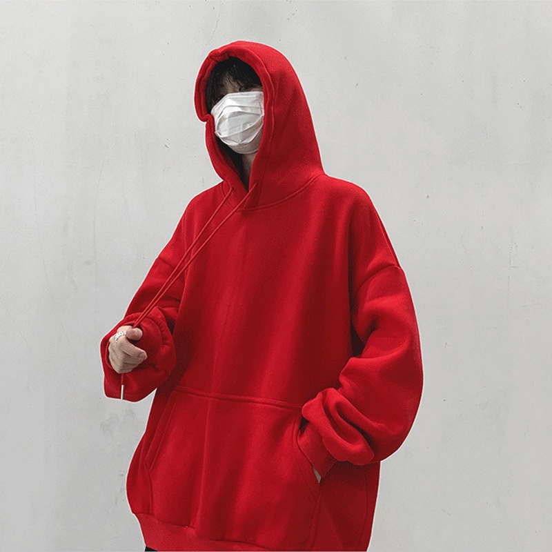 Áo hoodie Ielgy chui đầu dáng rộng màu trơn trẻ trung hợp thời trang