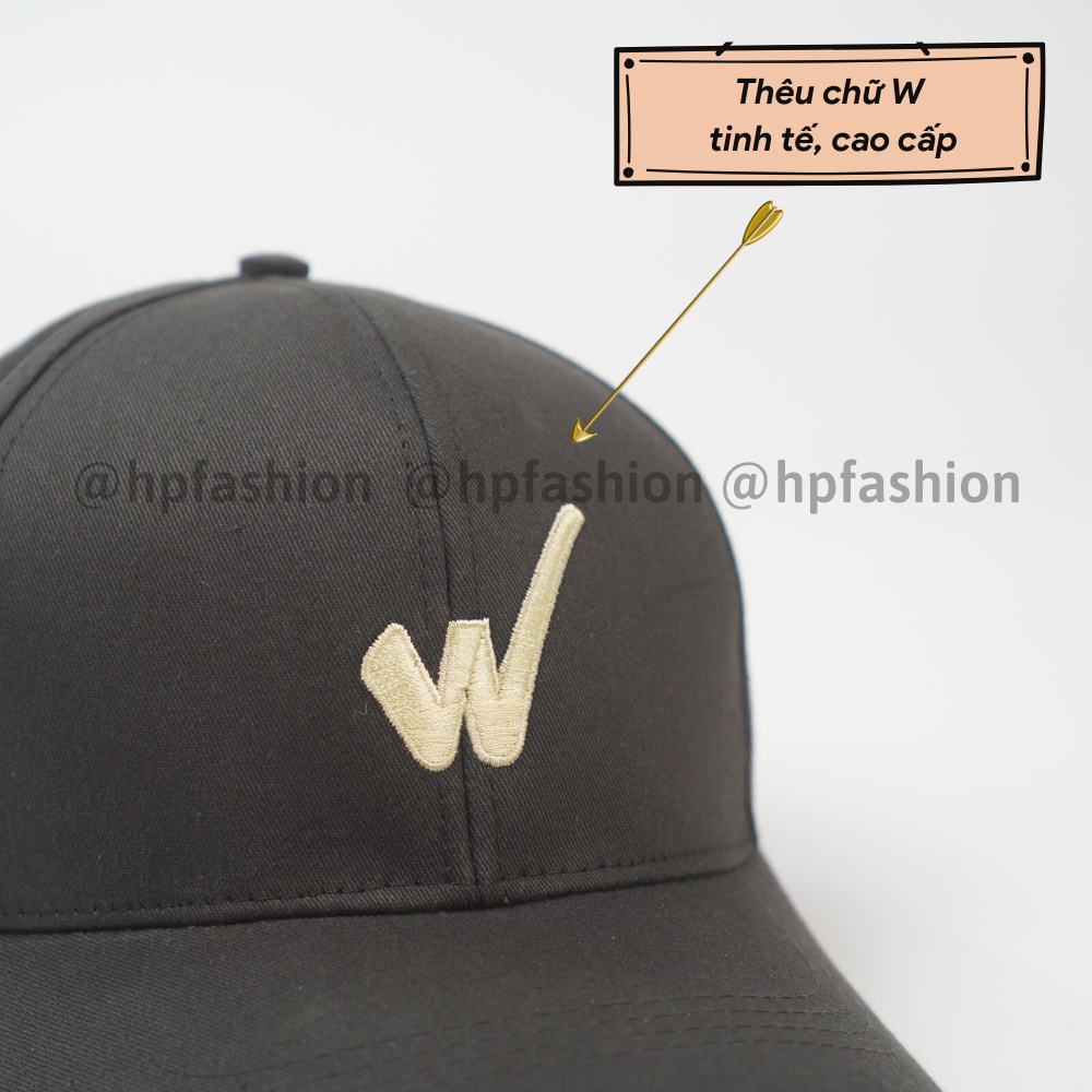Mũ lưỡi trai ❤️ Nón kết thêu chữ W chất kaki cao cấp form unisex nam nữ N70 - Happy Style