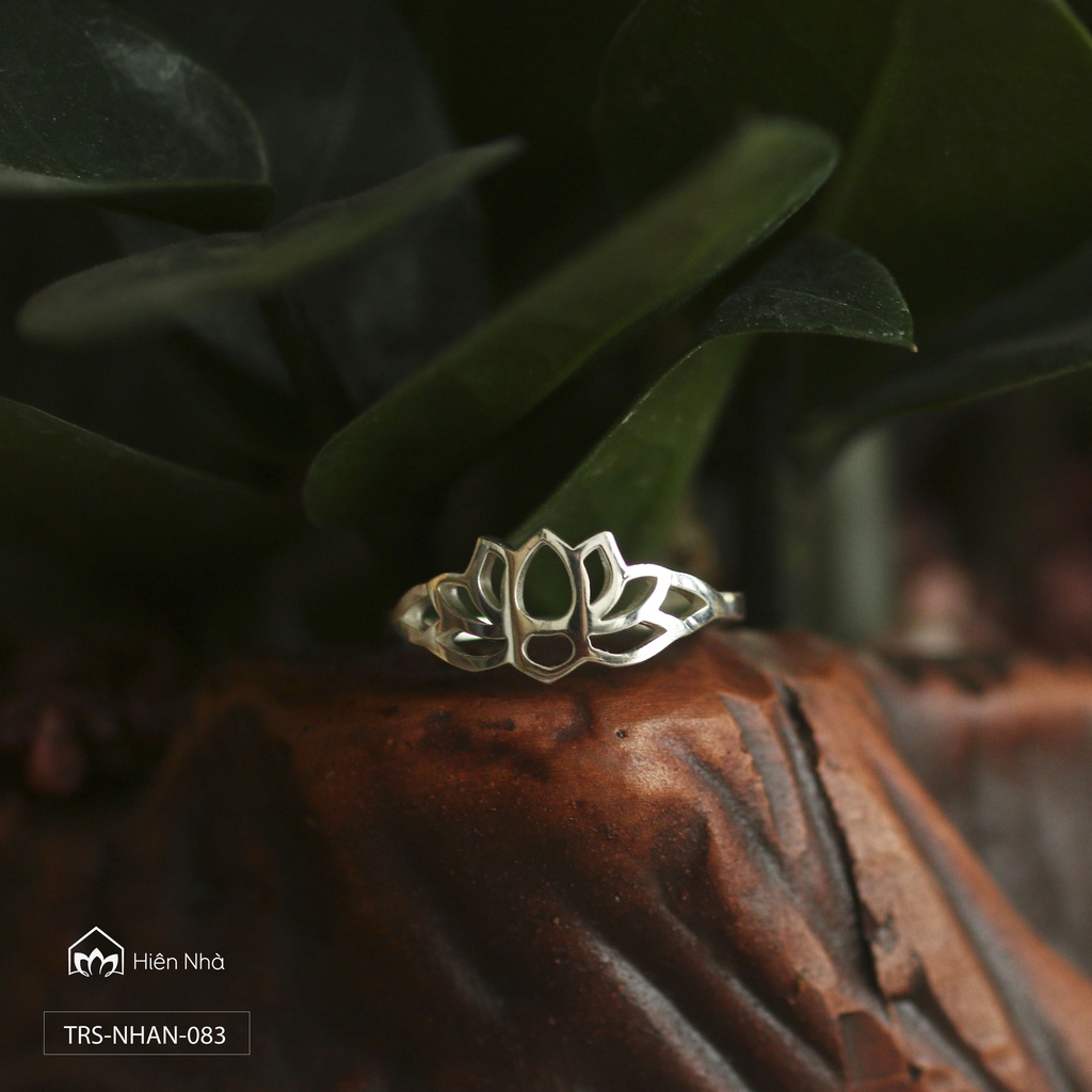 Nhẫn hoa sen bạc 9 cánh - Trang sức Phật giáo - Hiên Nhà