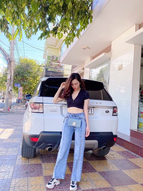 QUẦN JEANS ỐNG RỘNG PHỐI LINE