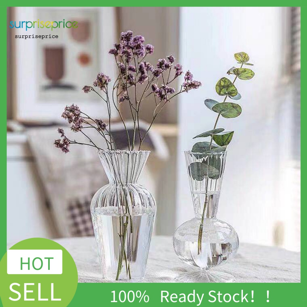 Bình Hoa Trong Suốt Họa Tiết Kẻ Sọc Phong Cách Bắc Âu