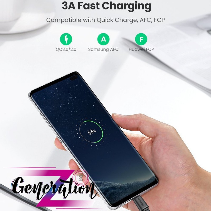 Cáp chuyển USB 2.0 ra type-c dạng dẹt hỗ trợ sạc nhanh 3A Ugreen 70637 - USB C to USB A 2.0 Flat Cable Ugreen 70637