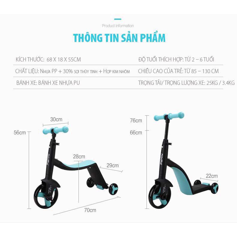 XE TRƯỢT  SCOOTER  Nadle 3 trong 1 - Đa năng tiện lợi rễ sử dụng với 3 chức năng vừa xe đạp - scooter - xe chòi chân