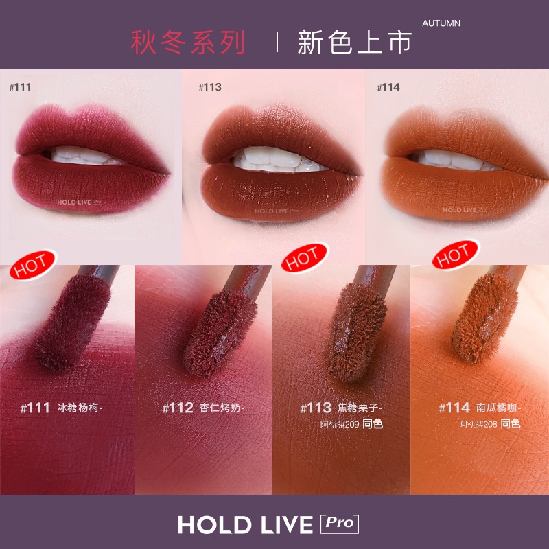 (màu mới 2022) Son môi màu lì mịn HOLDLIVE chính hãng nội địa Trung Durable Air Lip Gloss