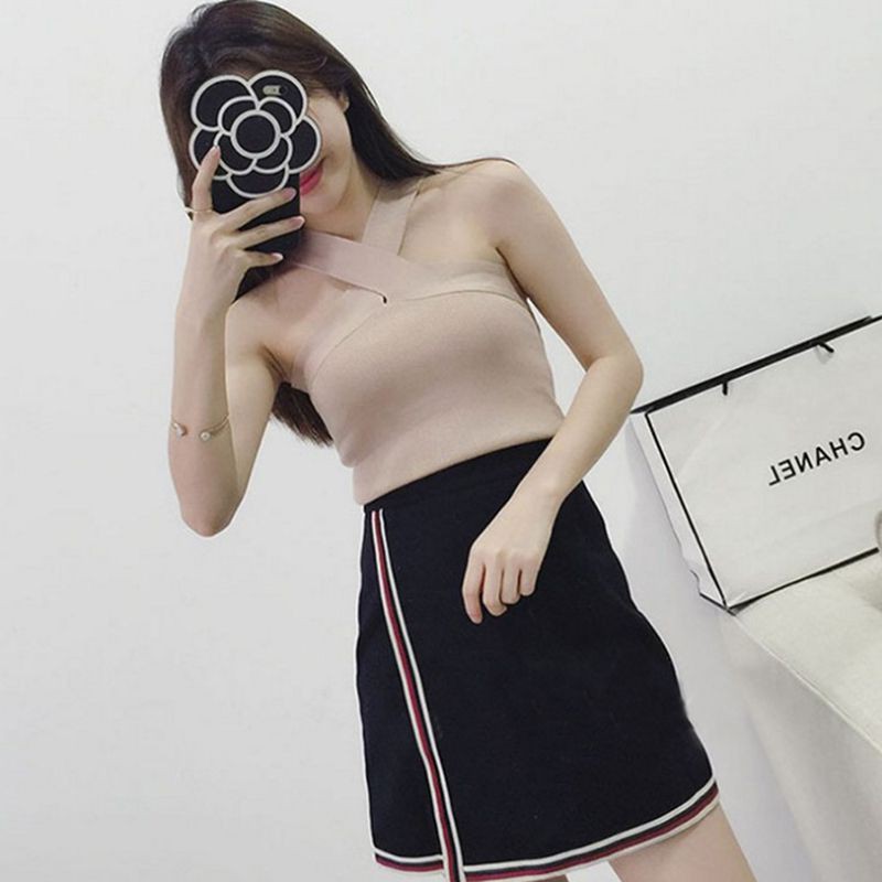 Áo sát nách dệt kim thiết kế màu trơn thanh lịch