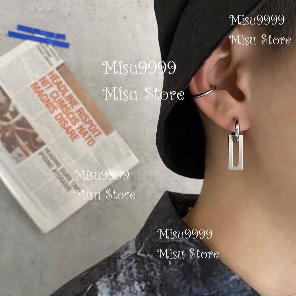 Khuyên titan tròn classic ft chữ nhật dẹt