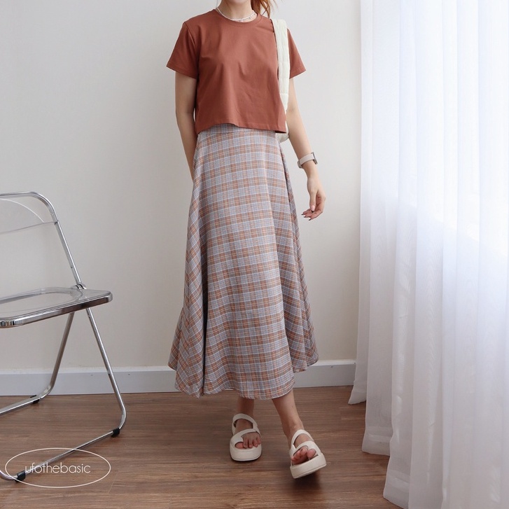Chân váy midi chữ A 2 lớp - Flowy Skirt - ufo.thebasic