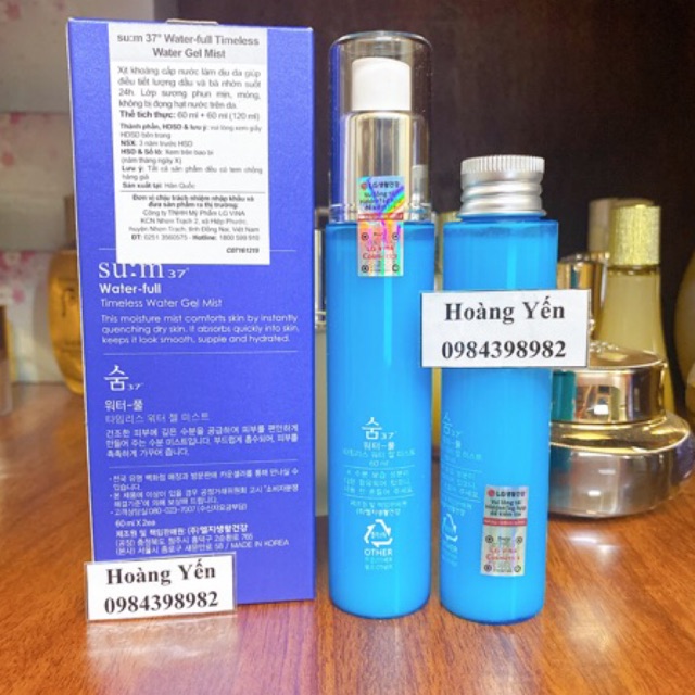 Set Xịt Khoáng Su:m37 Water-full Timeless Water Gel Mist 60ml + 60ml - Hàng cty có tem- date 12/2022